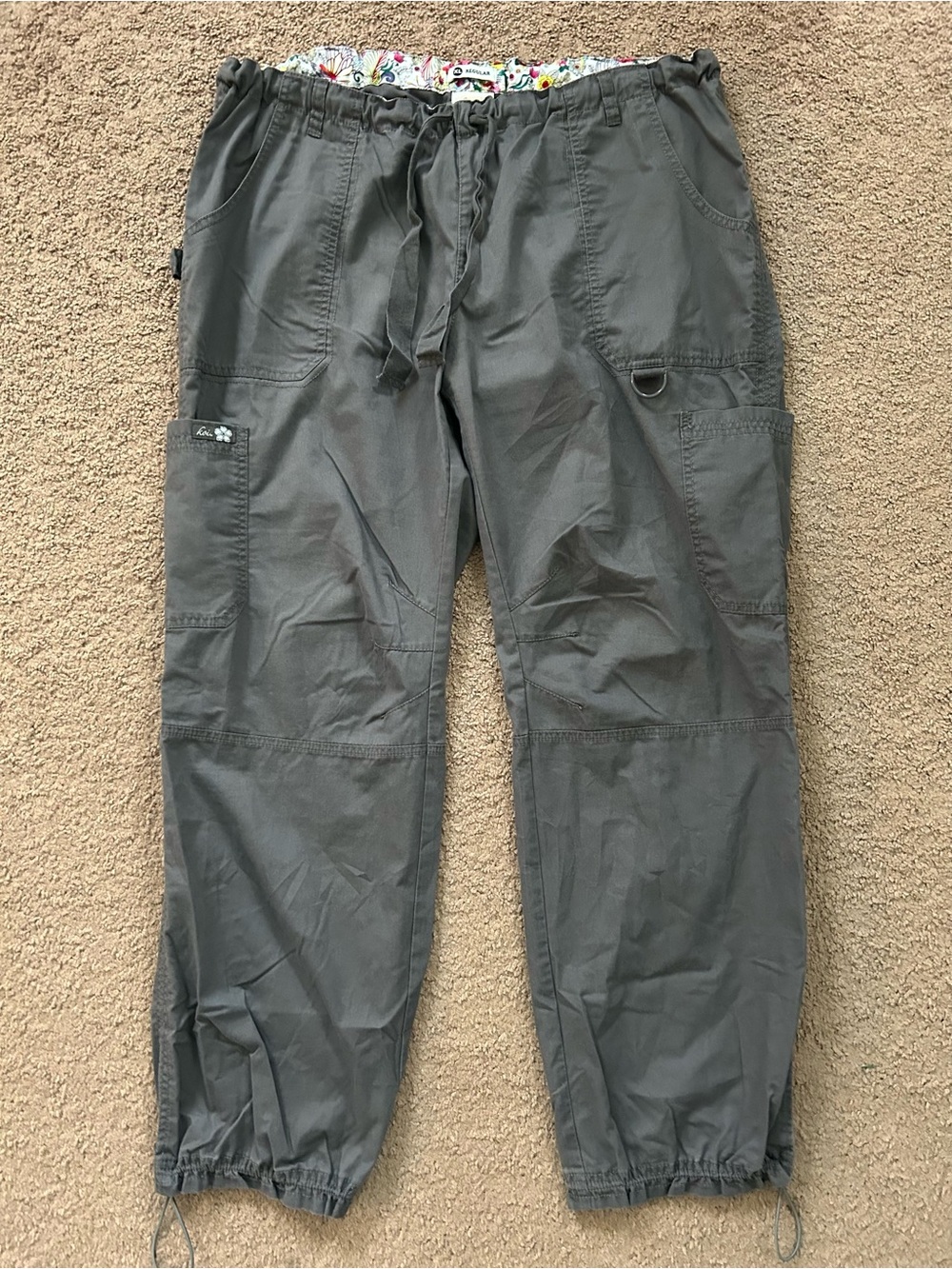 koi Gray Women's Utility Cargo Scrub Pants XL Regular